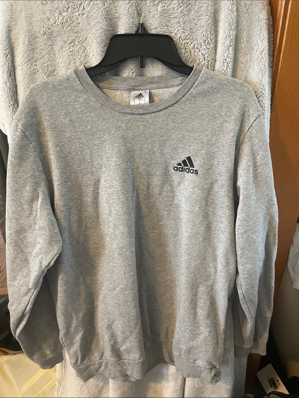 adidas Gray Crewneck Sweatshirt with Small Logo